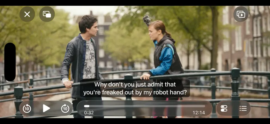 Tears of Steel playing with English subtitles in SuperWatcher.